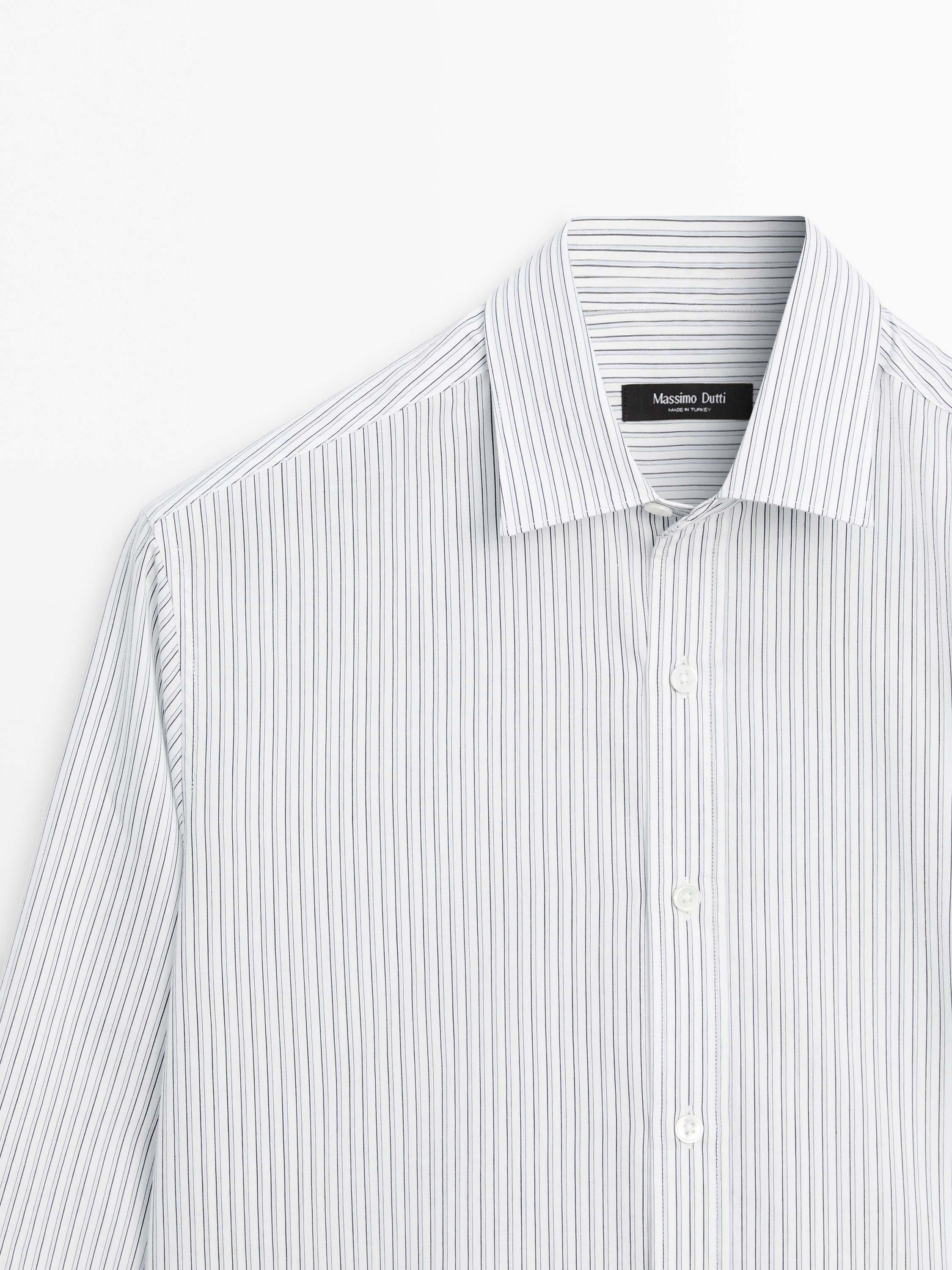 Chemise regular fit à rayures en coton mélang